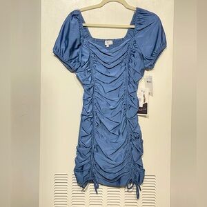 LNL Ruched Blue Body Mini Dress